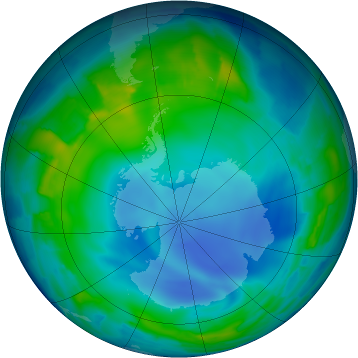 Antarctic ozone map for 04 June 2013